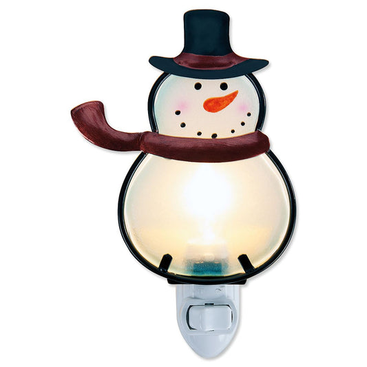 Rynx | Current Snowman Decorative Night Light - 6'' Colored Glass Plug-In Light, Christmas, Easter, & Holiday Decorations, Spring & Winter