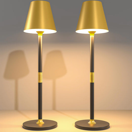 Rynx | Timjorman Modern LED Wireless Table Lamp, 4000Mah Rechargeable, 3-Level Brightness, Gold & Black