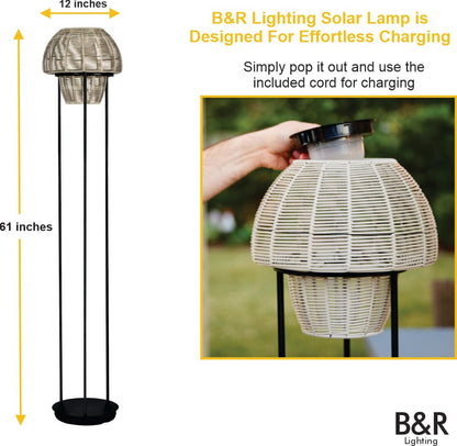 Rynx | Generic Outdoor Floor Lamp - Waterproof Wireless Garden Lighting - Rattan Design, Black