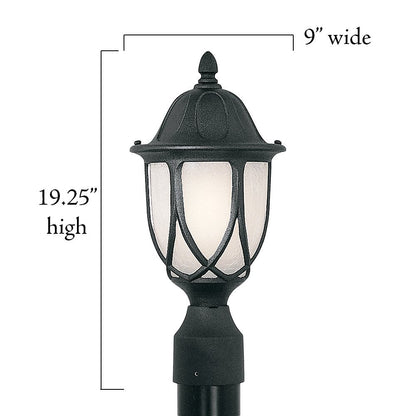 Rynx | Designers Fountain Capella Black Outdoor Post Lantern Light, 19.25In H, Aluminium