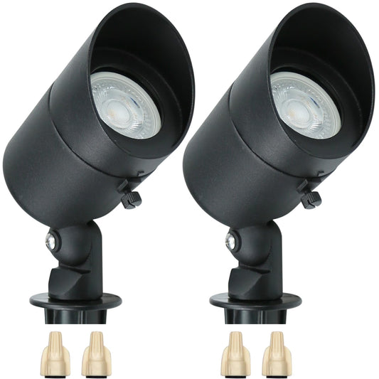 Rynx | Lumina Lighting® 4W Landscape Lighting 12V Landscape Lights Low Voltage Landscape Spotlights Warm White Waterproof Outdoor Replaceable LED Lamp For Garden, Lawn, Porch, Terrace And Garden (Black, 2-pack)