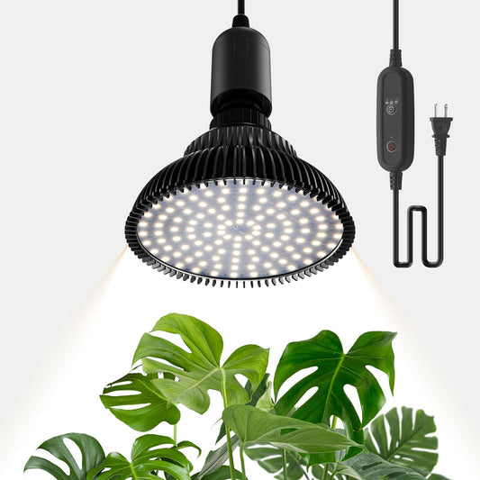 Rynx | Spectrum Hanging Grow Light For Indoor Plants, 25W 5000K, Led Hanging Grow Light With Timer, Height Adjustable Hanging Plant Light, Full Spectrum Pendant Grow Light For Seed Starting, Black