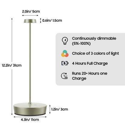 Rynx | Sikevht Wireless LED Table Lamp 2Pack - Rechargeable, Dimmable, Portable Metal Light For Indoor/Outdoor