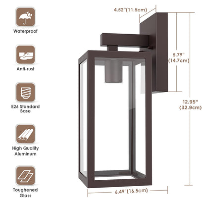 Rynx | Maxvolador Outdoor Wall Lamp - Waterproof Dark Chocolate Lantern, E26 Patio Light, 2 Pack