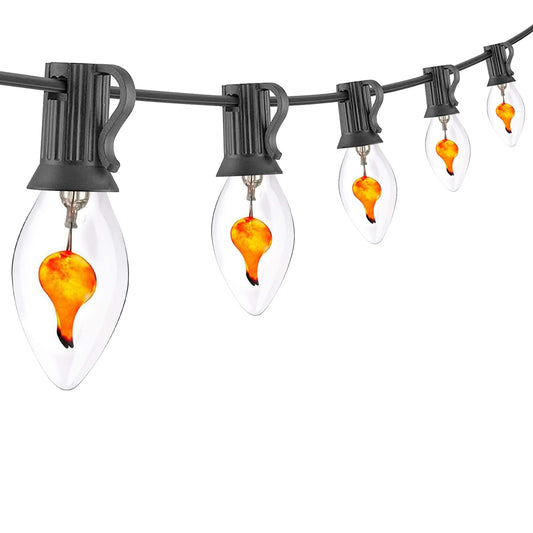 Rynx | Doratale 25Ft C7 Orange Halloween Blinking Flame Light, Waterproof Indoor/Outdoor Decor