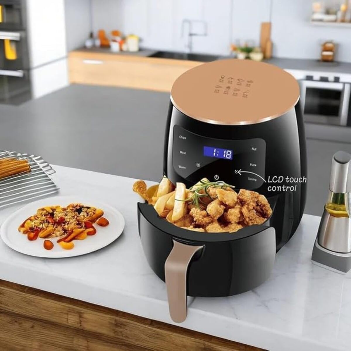 Rynx | Digital Touch Air Fryer – 6L Multifunctional with Bonus 3-piece Nesting Tongs Set