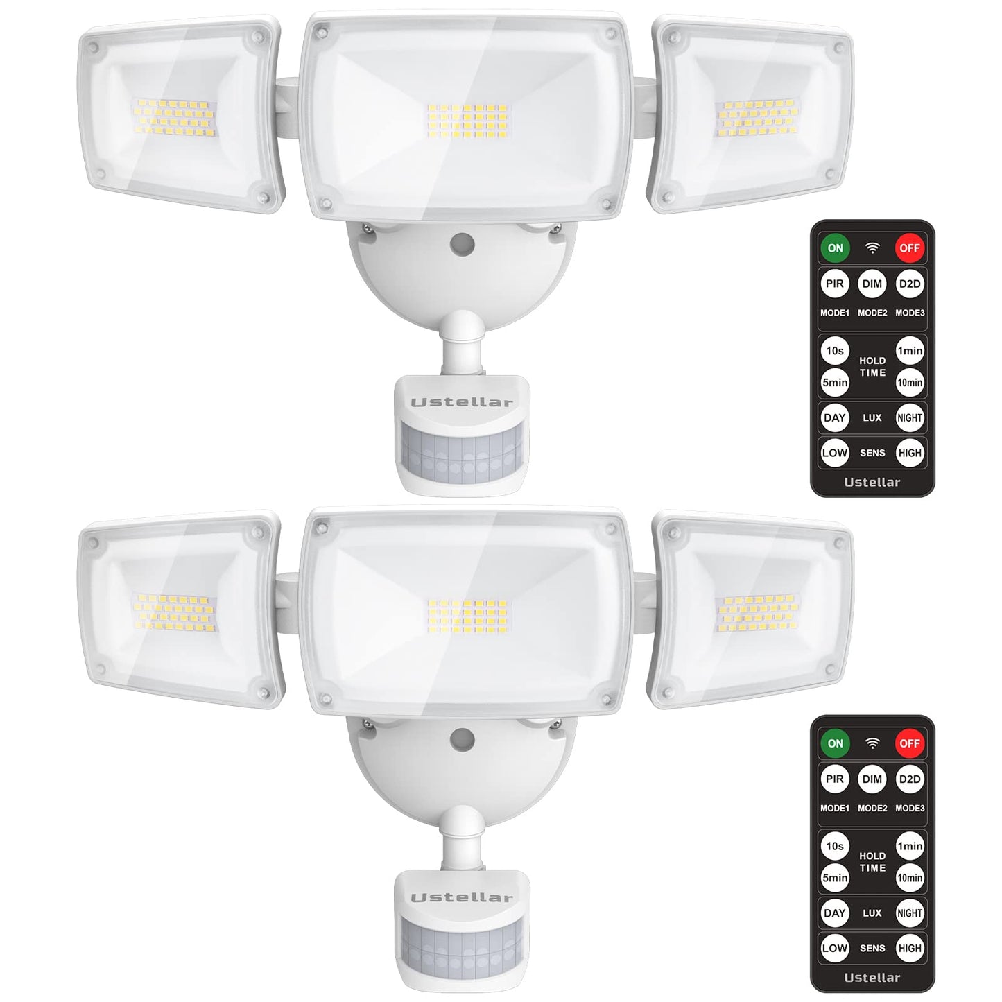 Rynx | Ustellar 55W Motion Sensor Outdoor Light With Remote Control, 5500Lm, Ip65 Waterproof, 2 Pack