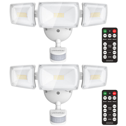 Rynx | Ustellar 55W Motion Sensor Outdoor Light With Remote Control, 5500Lm, Ip65 Waterproof, 2 Pack