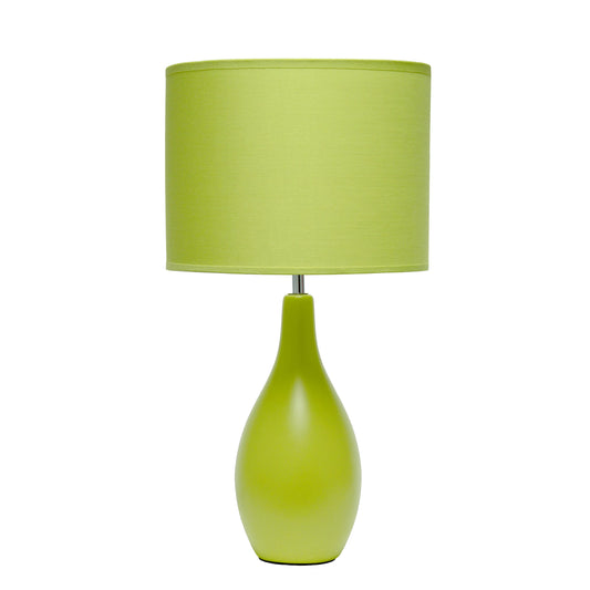 Rynx | Simple Design Lt2002-Grn Oval Bowling Pin Base Ceramic Table Lamp With Matching Fabric Shade, Green 9.45 X 9.45 X 18.11