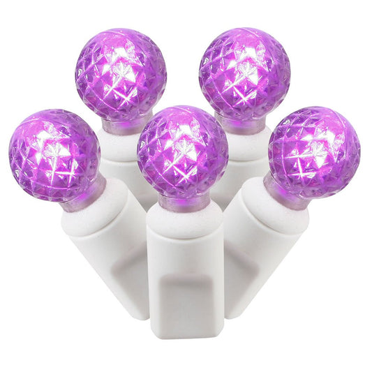 Rynx | Vickerman 100 Lights G12 LED Light Set Purple Lights On White Wire