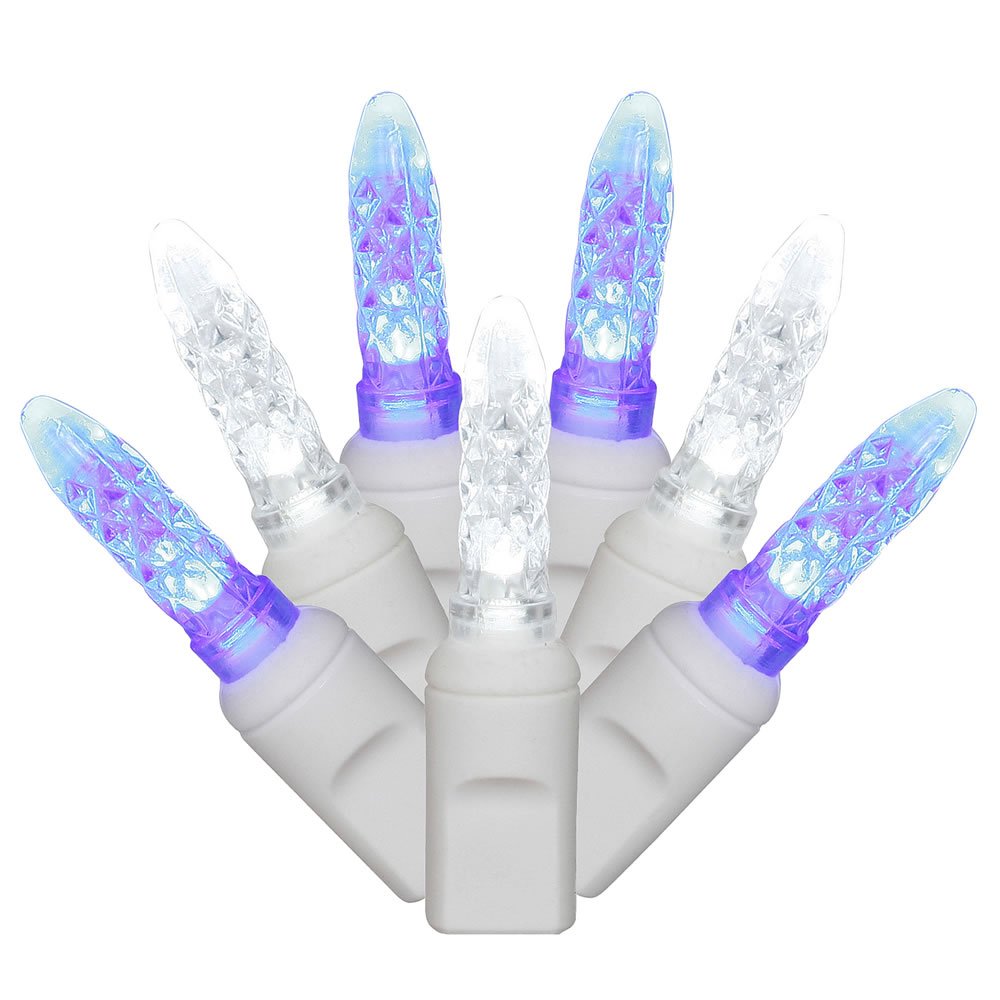 Rynx | Vickerman 70 Light Blue And Pure White M5 Led Ice Lantern Set On White Wire