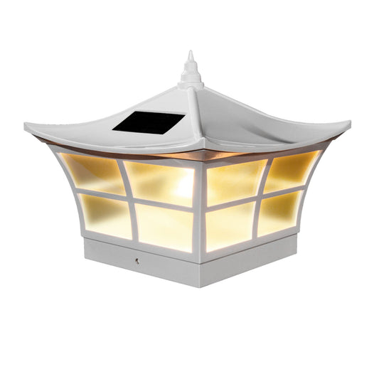 Rynx | Classy Caps Sl092 Pvc Ambience Solar Post Cap, 4" X 4", 5" X 5", White