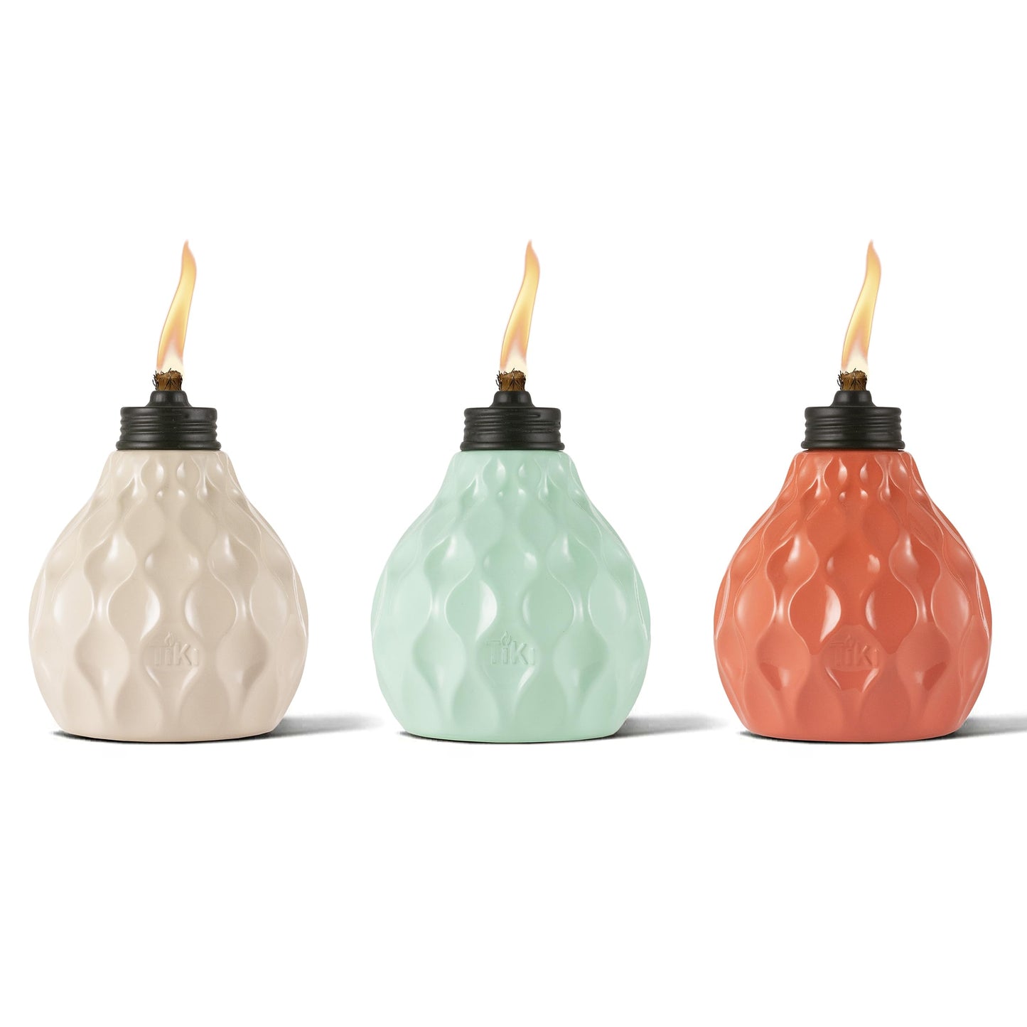 Rynx | Tiki® Brand 3-Pack 6 Inch Table Torch Glass Pastel Ivory, Pink And Blue