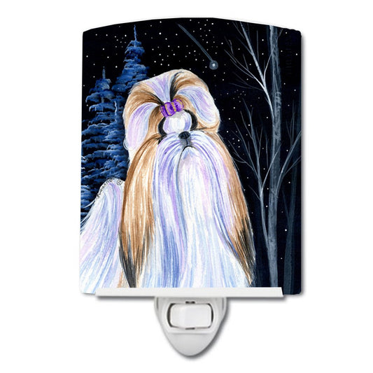 Rynx | Starry Night Shih Tzu ceramic night light, UL-certified, multicolor 6X4X