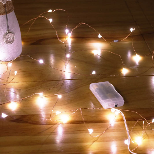 Rynx | Mikasol Fairy Lights Battery operated, 16 Pack Mini 3*Aaa Battery operated Copper wire Led Star Light sources Light bulbs For Bedroom, Christmas, Parties, Decoration (5M/16Ft Cold White)