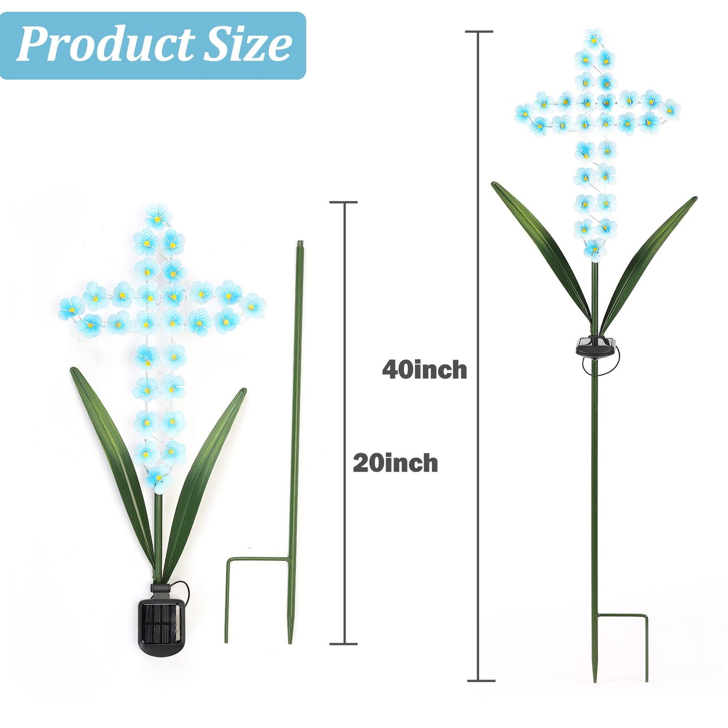 Rynx | Joyathome Solar Cross Garden Stake Light, 40&quot; With 24 Led Warm White Flower Lights