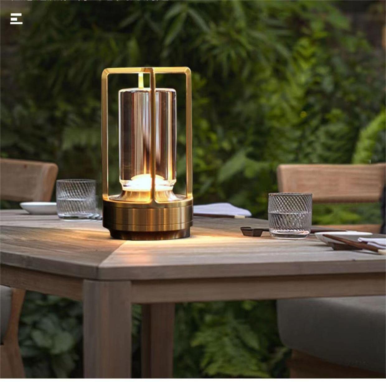 Rynx | Hapygi Gold Portable Metal Table Lamp, Rechargeable Led, 3-Color Dimming For Indoor/Outdoor Use
