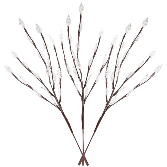 Rynx | Kocaso 3 Pcs Solar Garden Lighting - 60 Led Waterproof Wooden Branch Decorative Lamps For Outdoor