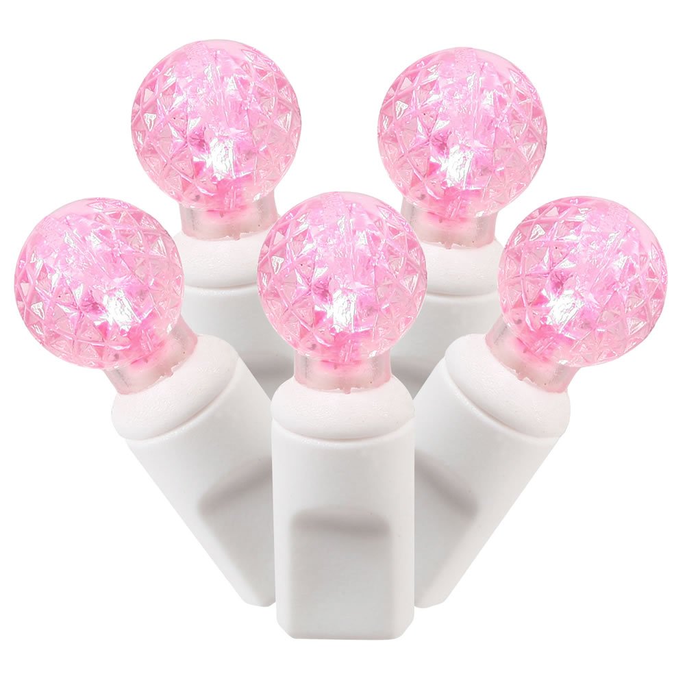 Rynx | Vickerman 100 Lights G12 Led Light Set Pink Lights On White Wire