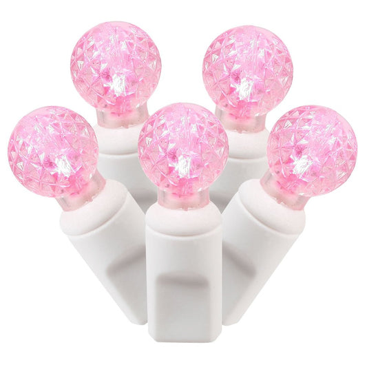 Rynx | Vickerman 100 Lights G12 Led Light Set Pink Lights On White Wire