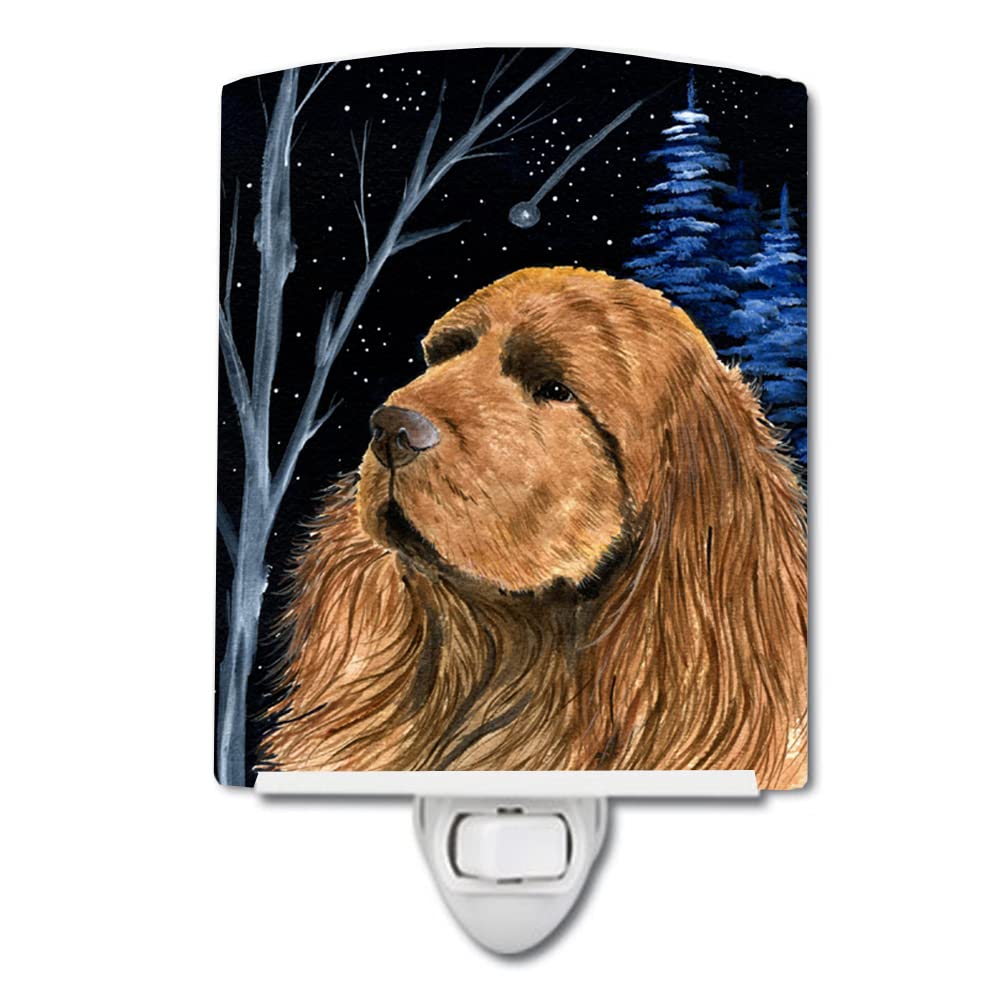 Rynx | Starry Clear Sussex Spaniel Ceramic Night Light, 6X4X3, Ul-Approved