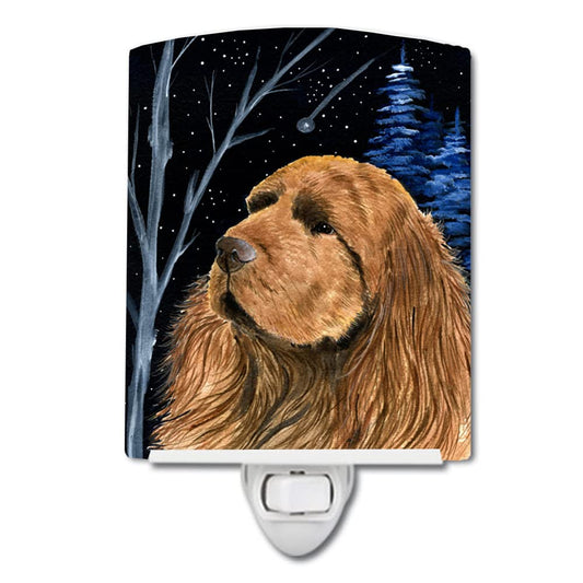 Rynx | Starry Clear Sussex Spaniel Ceramic Night Light, 6X4X3, Ul-Approved