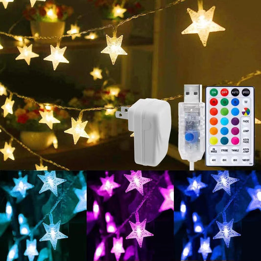 Rynx | Minetom 33Ft 100 Led Color Changing Star String Lights With Remote Control, Waterproof For Indoor/Outdoor Use