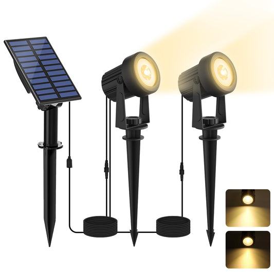 Rynx | Linqelly Solar Finder Outdoor 2-in-1 Solar Landscape Lighting Dusk Till Dawn Warm White Spotlight Ip65 Waterproof 9.8Ft Cable Spot Light Outdoor For Garden Yard Path Tree Decoration