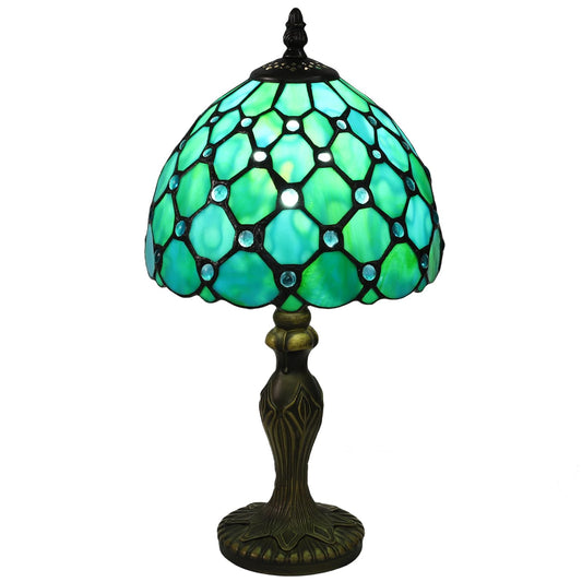 Rynx | Tuomoxte Tiffany style table lamp, glass lamp, 8 inch small antique lamp, for nightstand surfaces bedroom living room home office, includes LED bulb