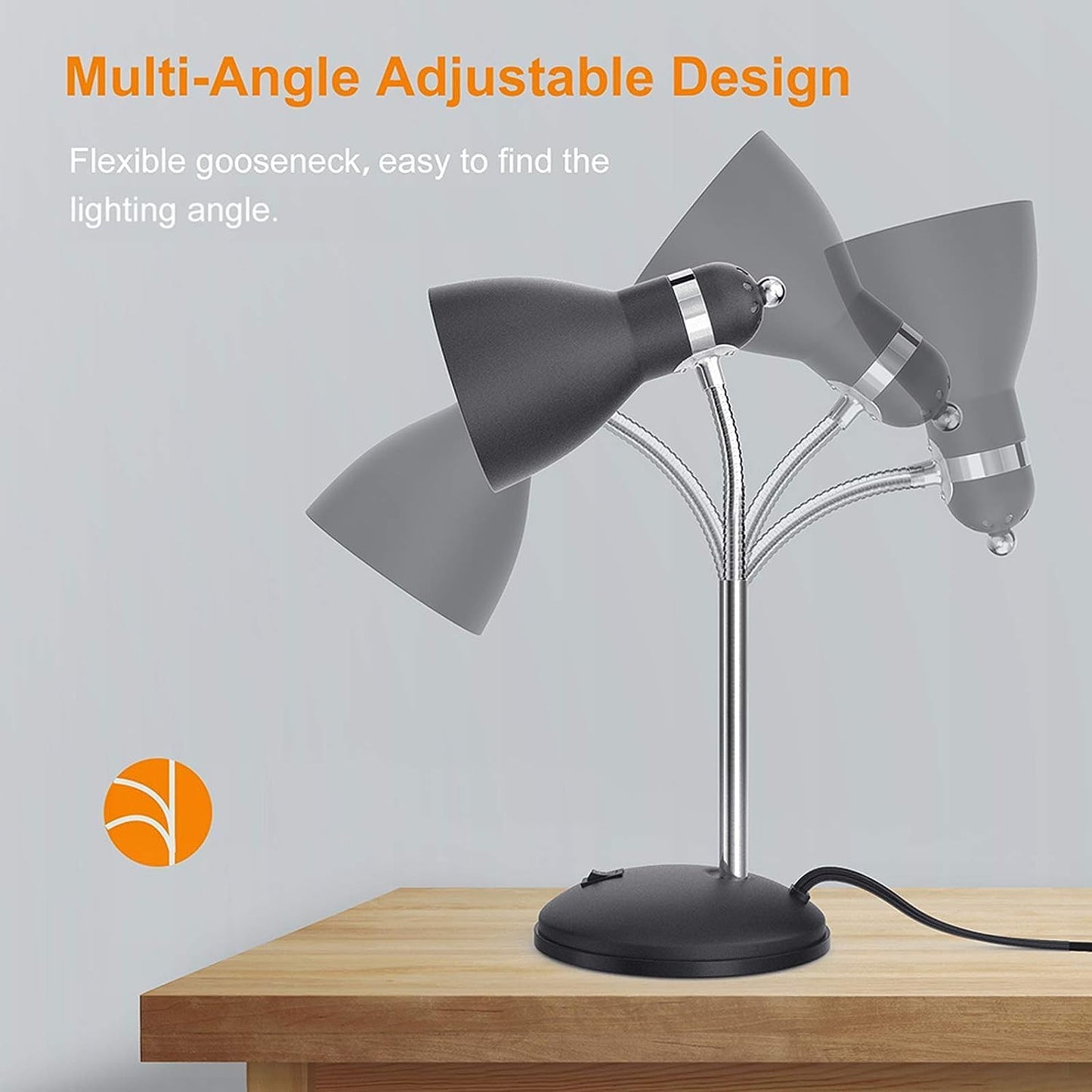 Rynx | Lepower Eye-Friendly Metal Desk Lamp with Flexible Gooseneck for Home Office, Matte Black