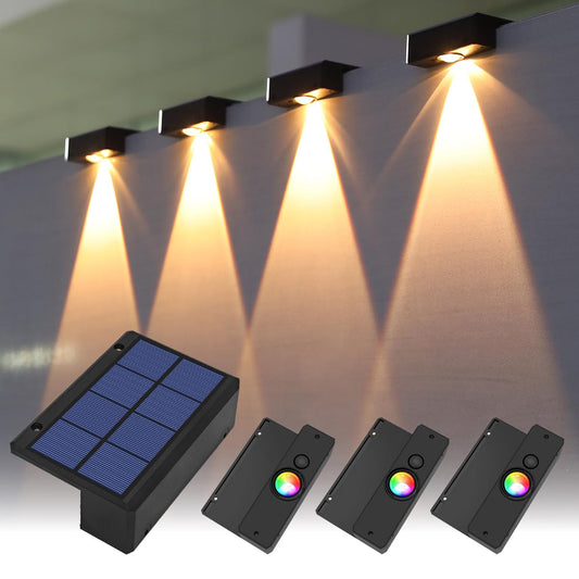 Rynx | Xmnsoly Solar Garden Lighting, Non-bore Wall Lamp Solar Energy Outdoor Waterproof Led Downlight With 2 Modes (Warm & Rgb), Twilight