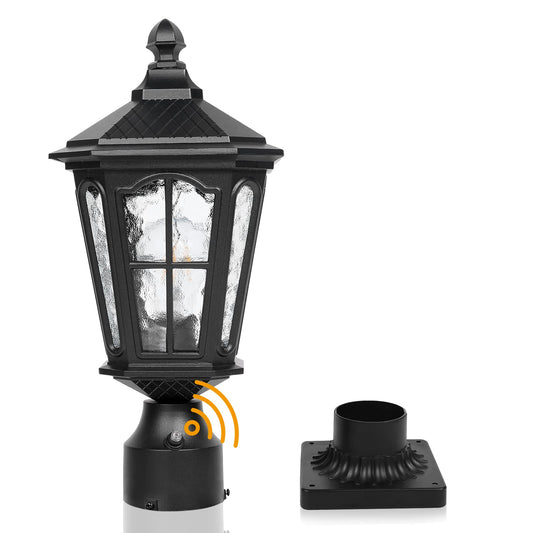 Rynx | Lamqee Dusk To Dawn Outdoor Post Light, 17.7" Matte Black Aluminum Lantern For Garden, 1 Pack