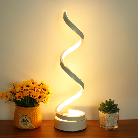 Rynx | Besketie Modern Spiral Table Lamp, Dimmable Table Lamps For Bedroom, 12w Led Desk Lamp For Living Room, 3 Colors 10 Brightness Levels B