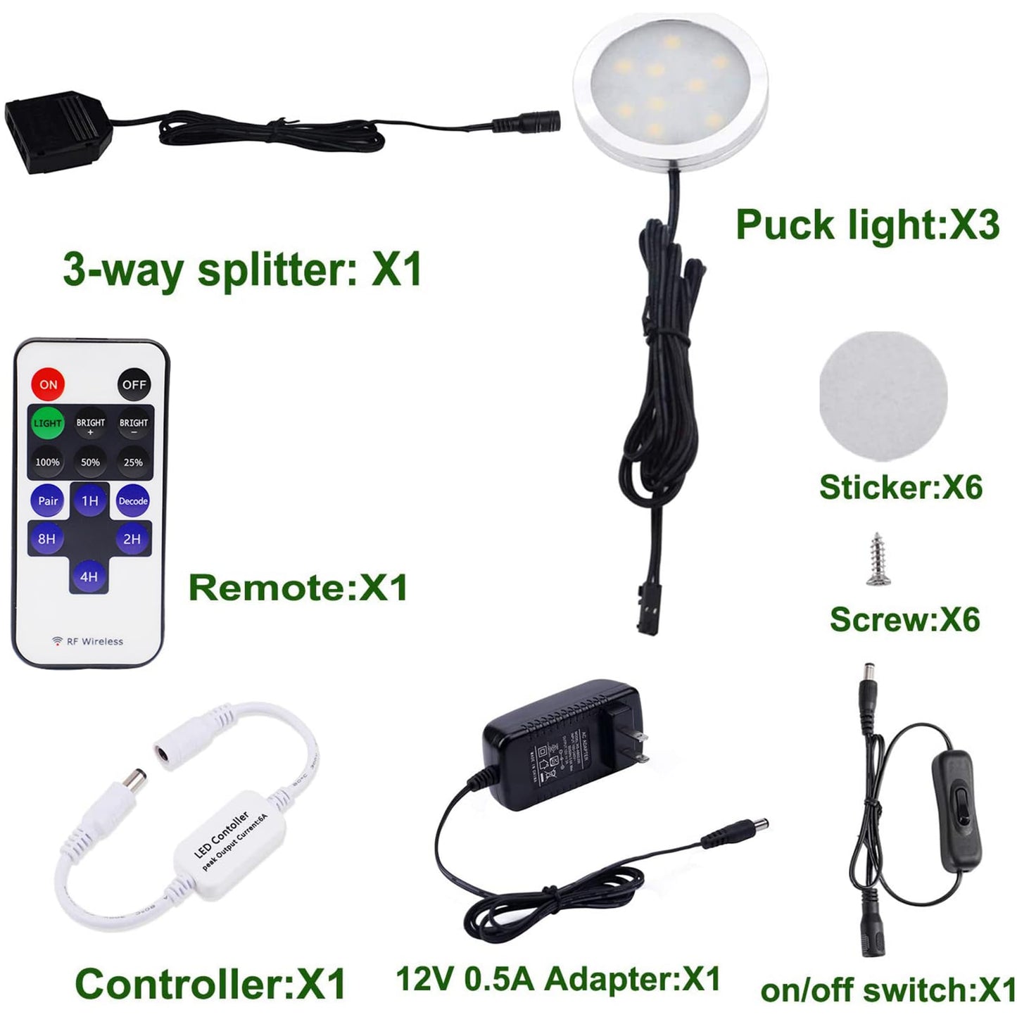 Rynx | Aiboo Dimmable Led Under Cabinet Puck Light Kit With Rf Remote Control, Warm White 2700K