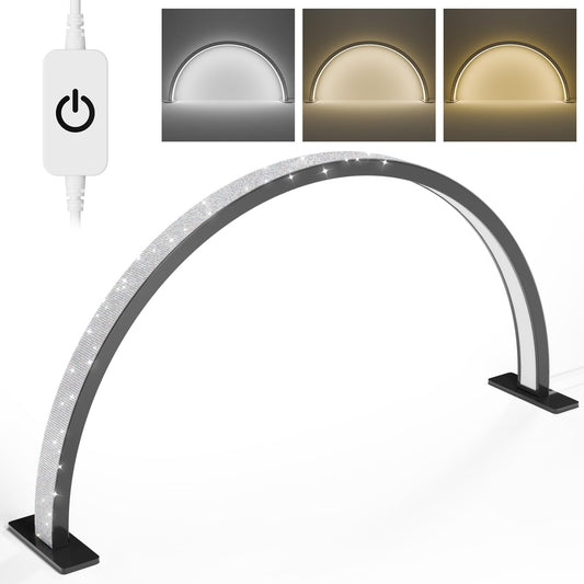 Rynx | Welltell Half-Moon Light For Nail Table, 24'' Lamp For Nail Table For Light Color, Brightness Adjustable, Suitable For Nail Care