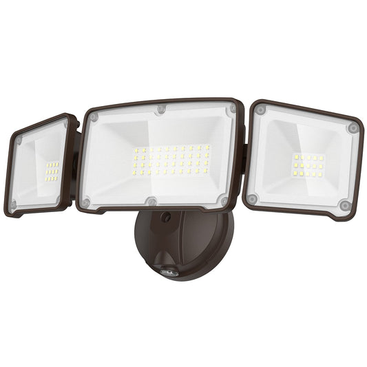Rynx | Lepower 3500Lm Dusk To Dawn Led Security Light, 35W 3 Head Waterproof Floodlight, Brown
