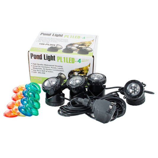 Rynx | Jebao 4 LED Super Bright Underwater Pond Fountain Light Kits With Multicolor Lens