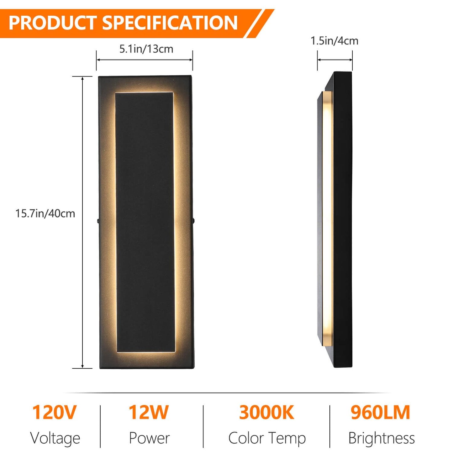 Rynx | Tewei Modern LED Outdoor Wall Lamps 2 Pack - Black Sconce 3000K Warm White For Entrance, Hallway