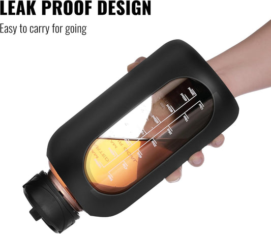 RYNX | Motivational Glass Water Bottle 900ml with Straw