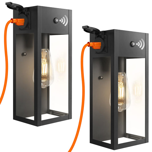 Rynx | Oykyohei 2 Pack Dusk Till Dawn Outdoor Wall Light, Waterproof Black Metal Veranda Light With Outlet