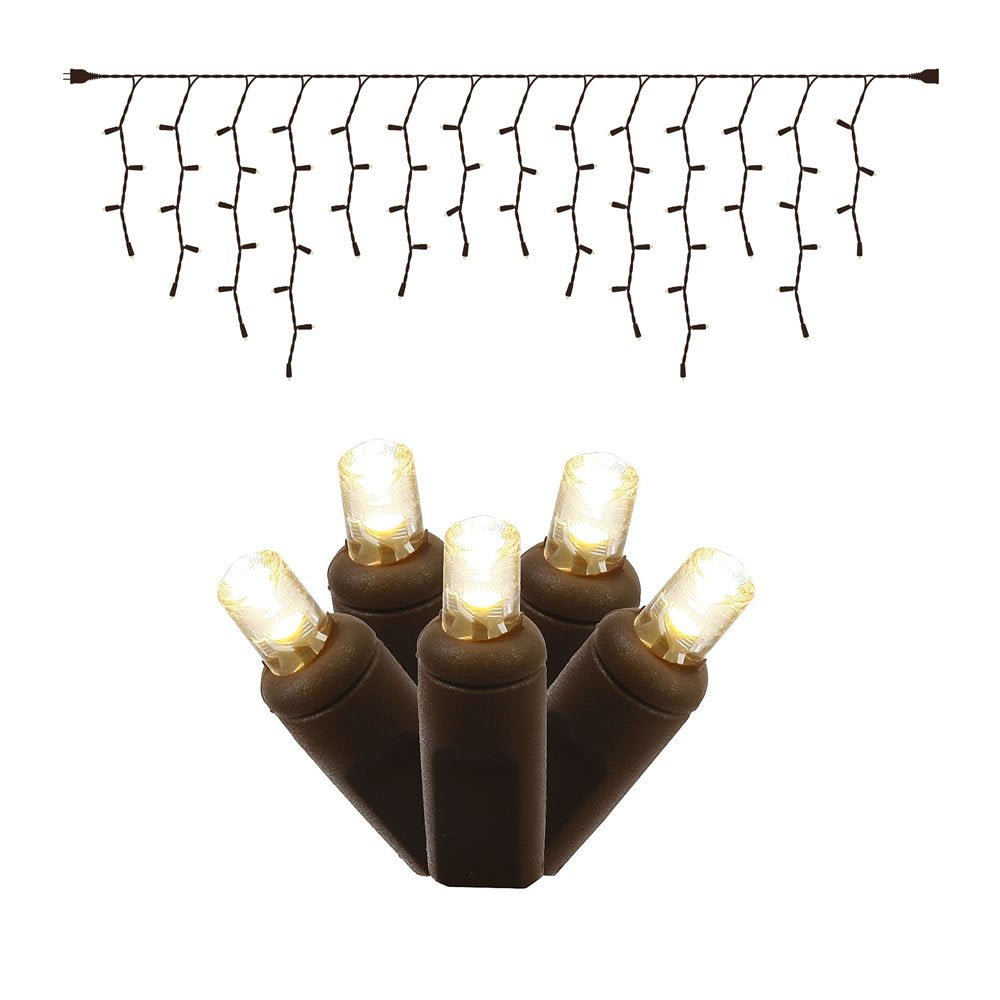 Rynx | Vickerman 70-Lights Led Warm White Black Wire Wide Angle Icicle End Connection With 9-Foot Length