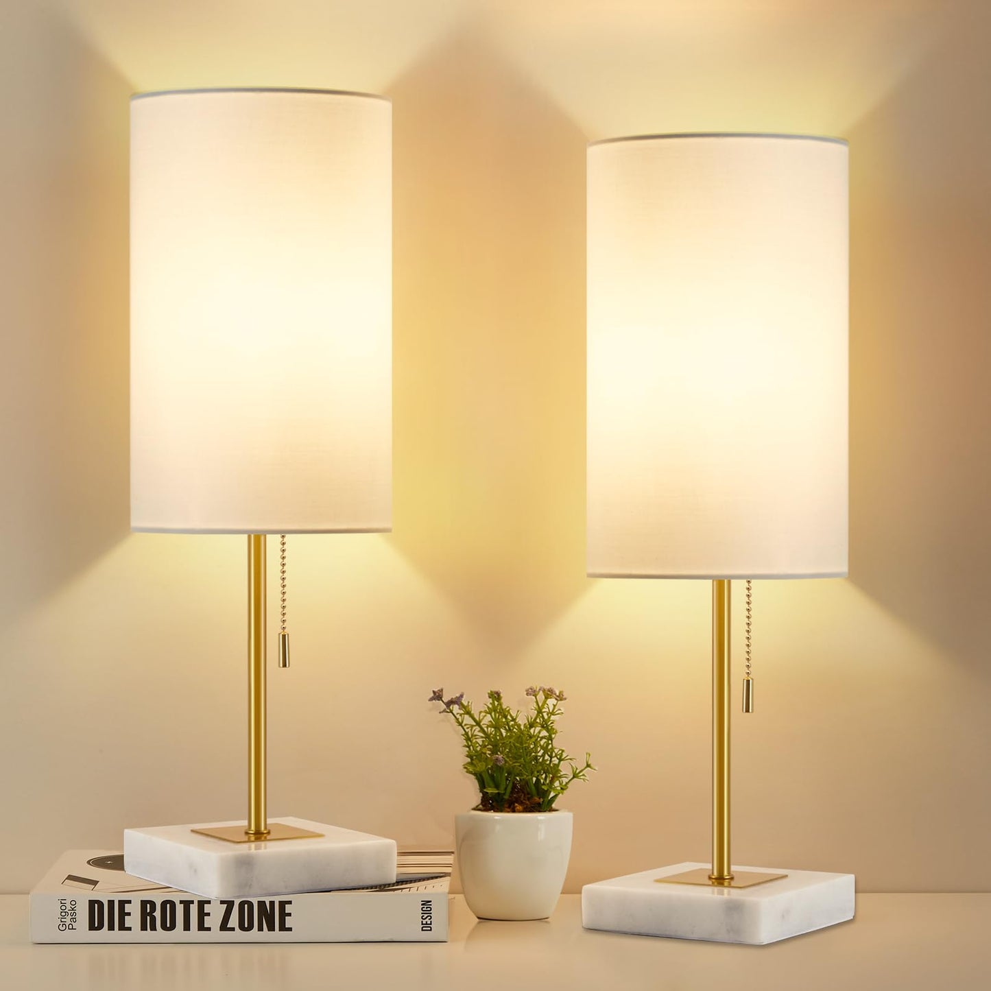 Rynx | Luvkczc Minimalist Marble Table Lamp Set With 2 For Boys Room - Nightstand Lamps & Small Desk Lamp For Boys Study Room, Offi