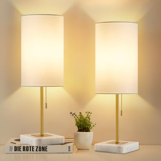 Rynx | Luvkczc Minimalist Marble Table Lamp Set With 2 For Boys Room - Nightstand Lamps & Small Desk Lamp For Boys Study Room, Offi