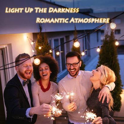 Rynx | Loniuto Solar String Lights 100Ft, Waterproof LED Patio Lights with 50 Bulbs, Black