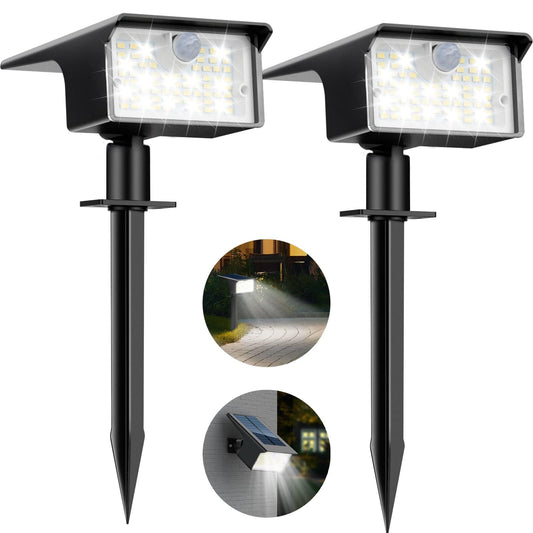 Rynx | Nipify Solspotter Outdoor Motion Sensor, [2 Pack/62 LED] 3 Modes Solar Landscape Spotlights Outdoor Waterproof, 2-In-1 Solar
