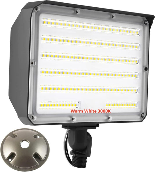 Rynx | 1Pack-Dusk To Dawn Outdoor 100W LED Flood Light With Knee, 14000Lm 1000W Equivalent, 100-277V 3000K Warm Light, ETL Commercial LED Flood Light Fixture, Outdoor Security Lighting For Landscaping