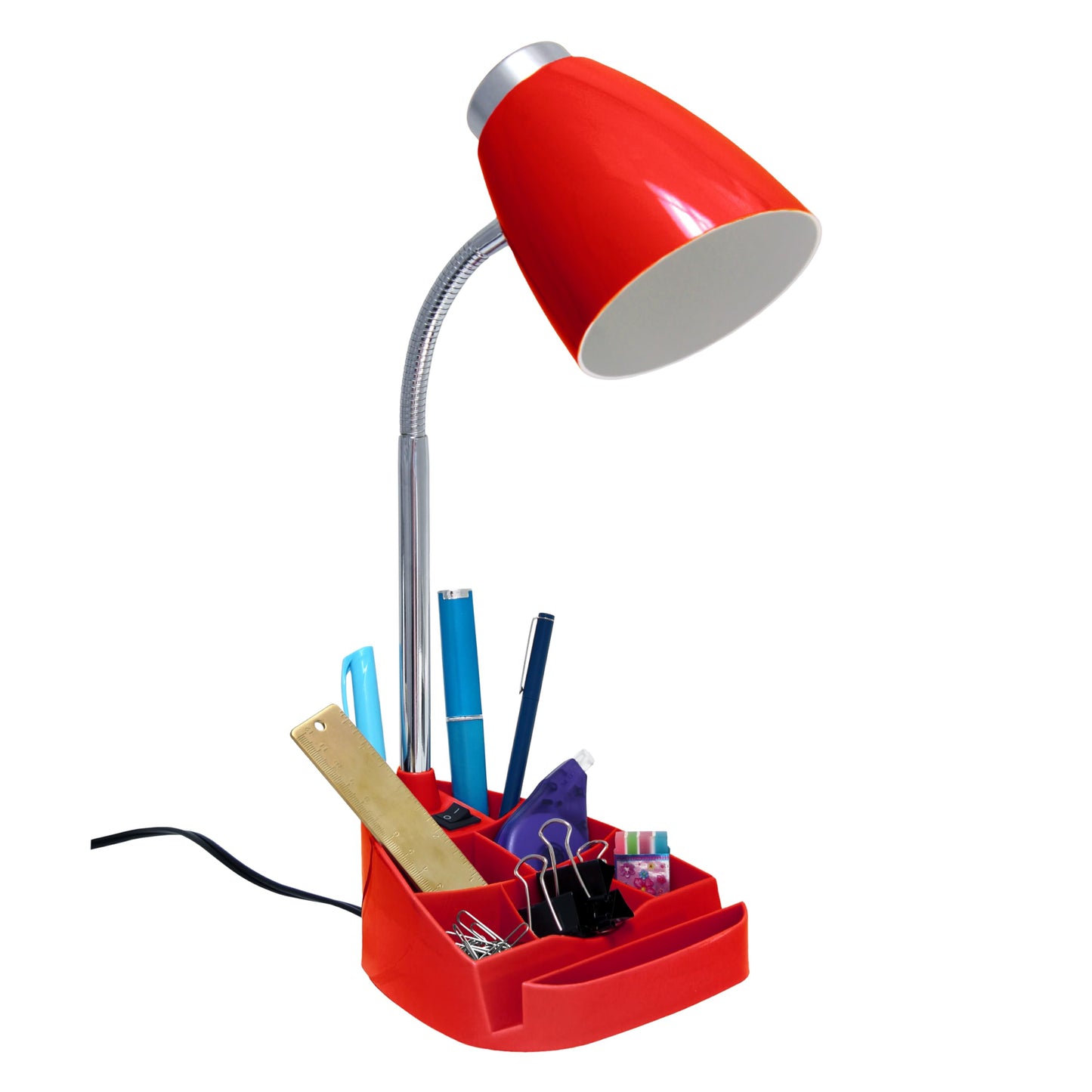 Rynx | Simple Designs Ld1002-Red Goose Neck Lamp With Ipad Tablet Stand Book Holder, Red