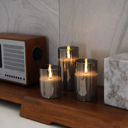 Rynx | Realistic Flame Effect LED Candle Holder Set – Elegant Wax Candle Holders with Remote Control