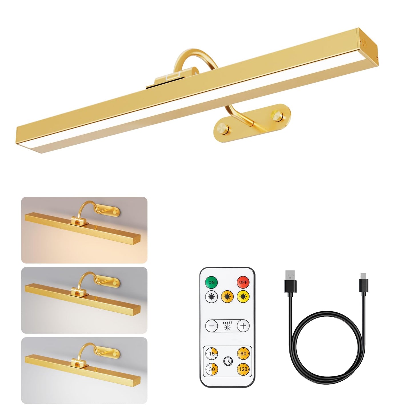 Rynx | Swatia Wireless Picture Lighting With Remote Control, Metal Art Lighting Display, Adjustable Brightness Dart Light, 300 Lumen (Golden)