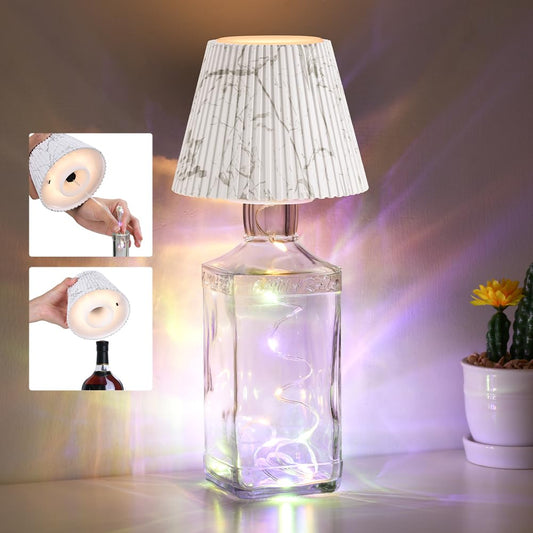 Rynx | Wilit Wireless Lampshades For Table Lamps, 3-Level Brightness Wine Bottle Light, Round Desk Lamps For Bar Décor, Wine Lamp With